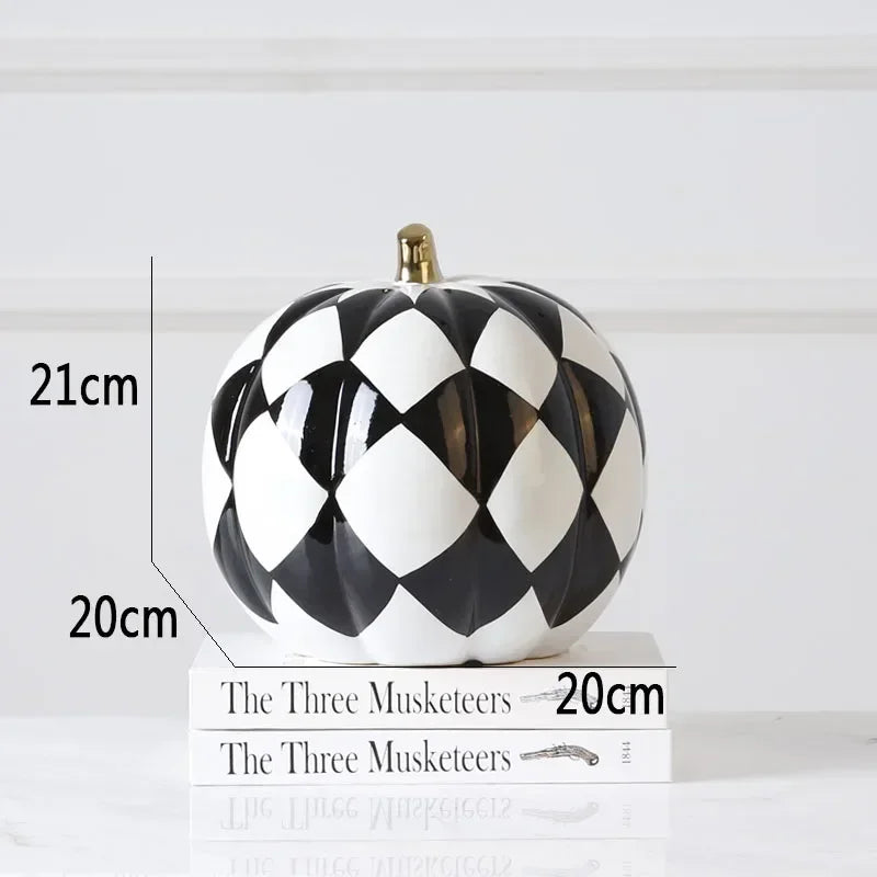 Black White Pumpkin Resin Statuette Ornaments Office Study Desktop Decor Modern Crafts Statue European Room Aesthetic Decor