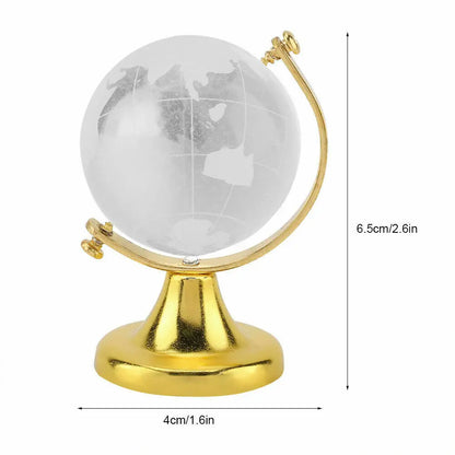 Round Earth Globe World Map Crystal Glass Clear Sphere with Stand for Desk Decoration Kids Teaching Tools Collectible Model Gift