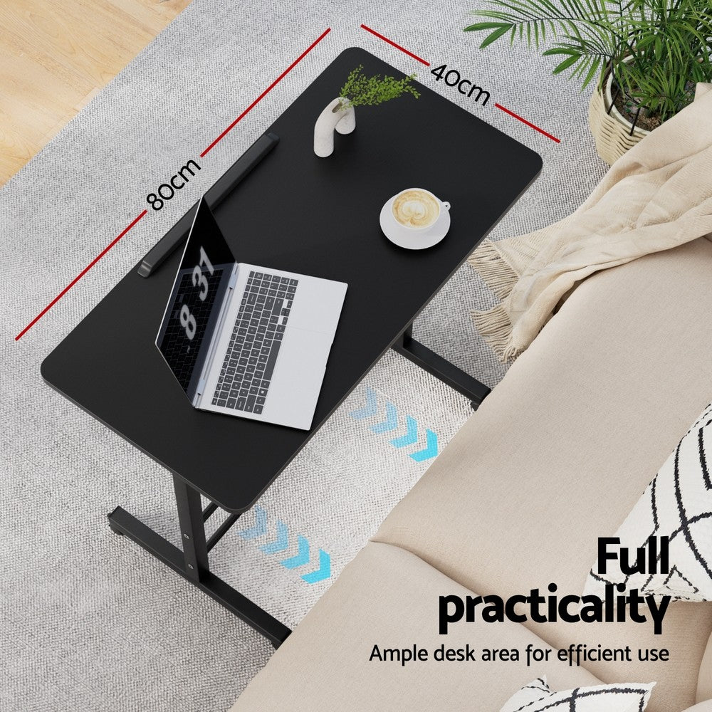 Artiss Laptop Desk Table Height Adjustable Wooden Bed Side Tables 80CM Black