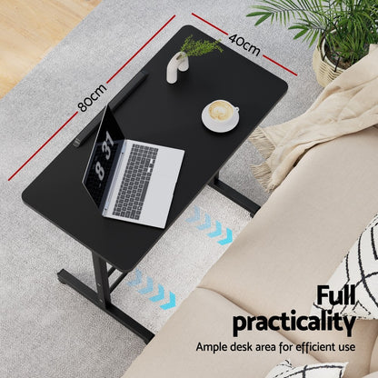 Artiss Laptop Desk Table Height Adjustable Wooden Bed Side Tables 80CM Black