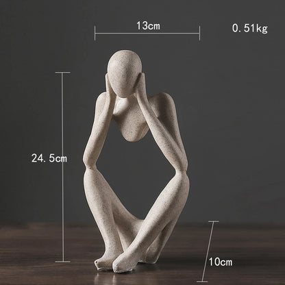 Nordic Abstract Sculpture Thinker Statue Resin Woman Figurine Office Home Decoration Accessories Decor Crafts Modern Art