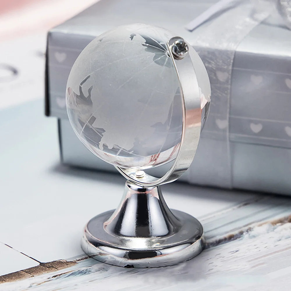 Round Earth Globe World Map Crystal Glass Clear Sphere with Stand for Desk Decoration Kids Teaching Tools Collectible Model Gift
