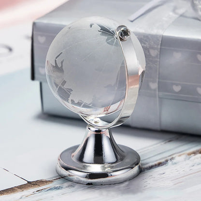 Round Earth Globe World Map Crystal Glass Clear Sphere with Stand for Desk Decoration Kids Teaching Tools Collectible Model Gift