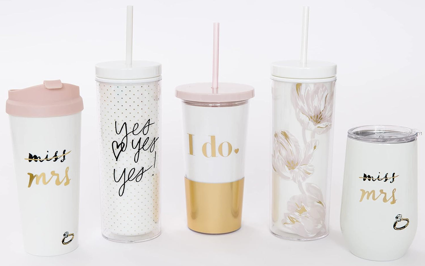 Insulated Thermal Travel Mug Tumbler, 16 Ounces, Miss to Mrs. (Pink)