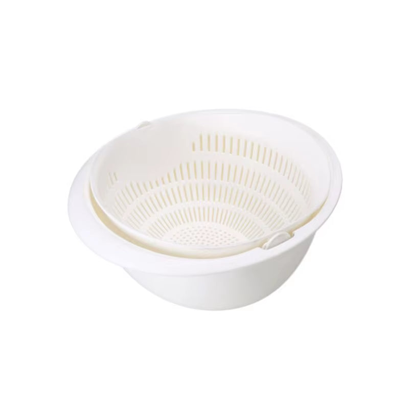 Kitchen Fruit Tray Removable Double Layer Fruit and Vegetable Basin Draining Basket Creative Household Rotating Washing Basket