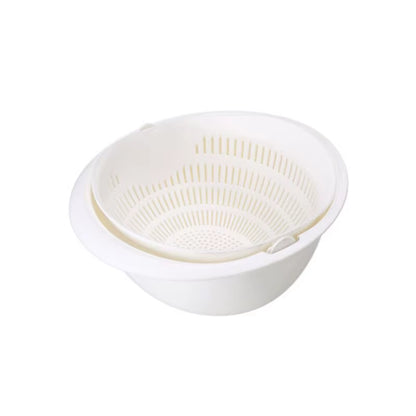 Kitchen Fruit Tray Removable Double Layer Fruit and Vegetable Basin Draining Basket Creative Household Rotating Washing Basket