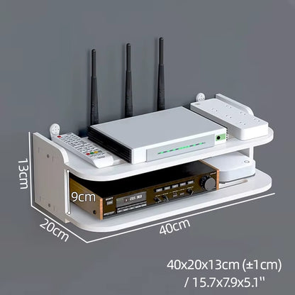 Wall Mount Floating Shelf with Hook Router Camera Power Strip Projector Set Top Box Hanging Storage Holder Home Office Organizer