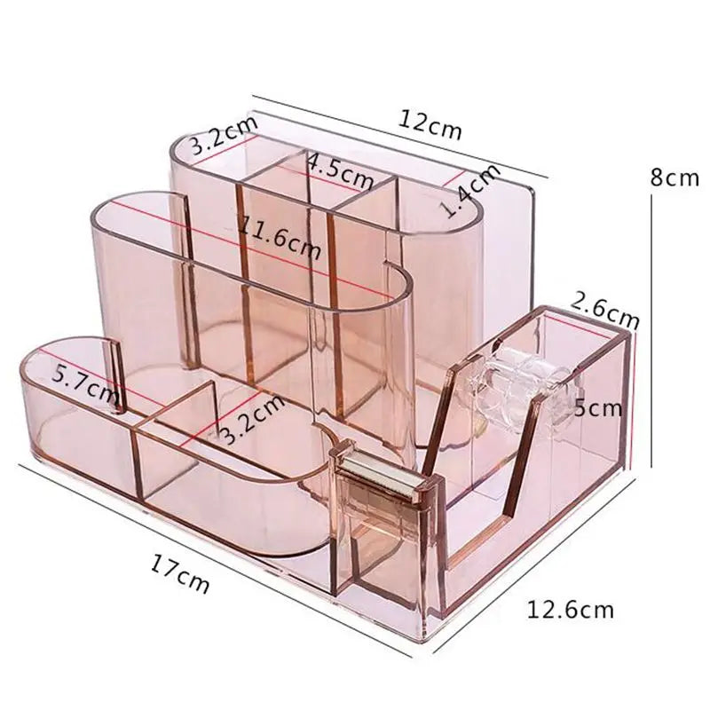 Transparent Stationery Storage Box Creative Desk Organizer Plastic Compartment Pen Holder Office Accessories Organizador