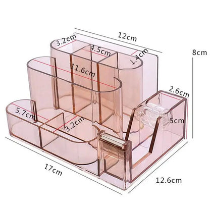 Transparent Stationery Storage Box Creative Desk Organizer Plastic Compartment Pen Holder Office Accessories Organizador