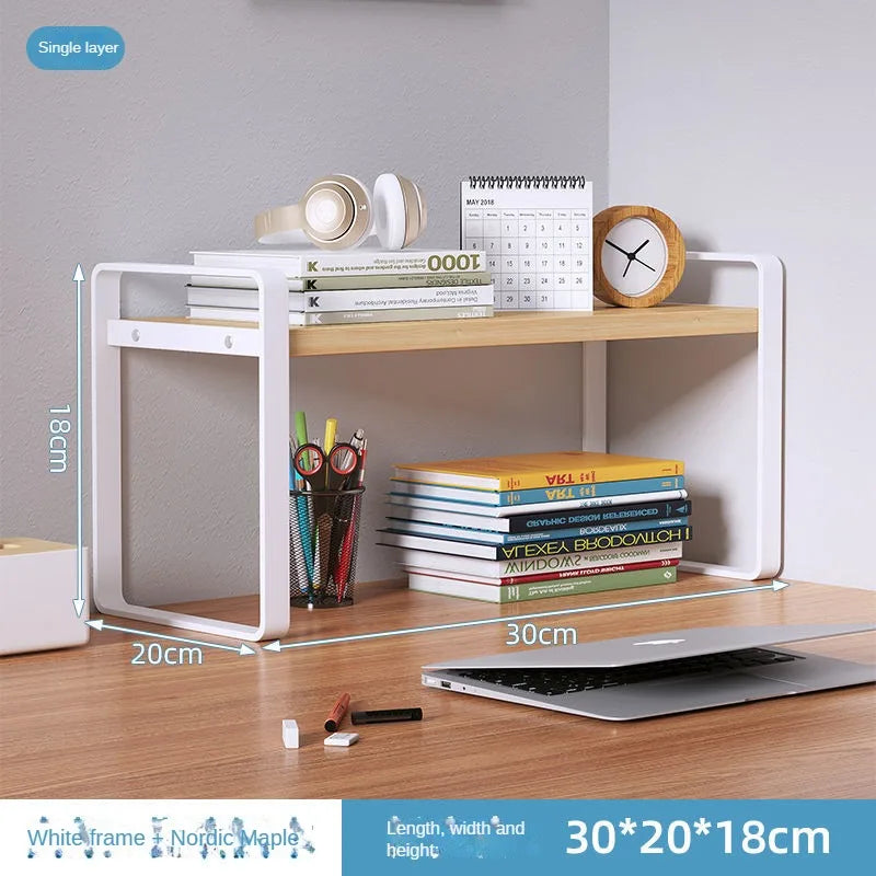 Shelf Desktop Storage Bookshelf Student Desk Shelves Racks Office Computer Desk Tiered Cabinet Home Storage Holders Organizer
