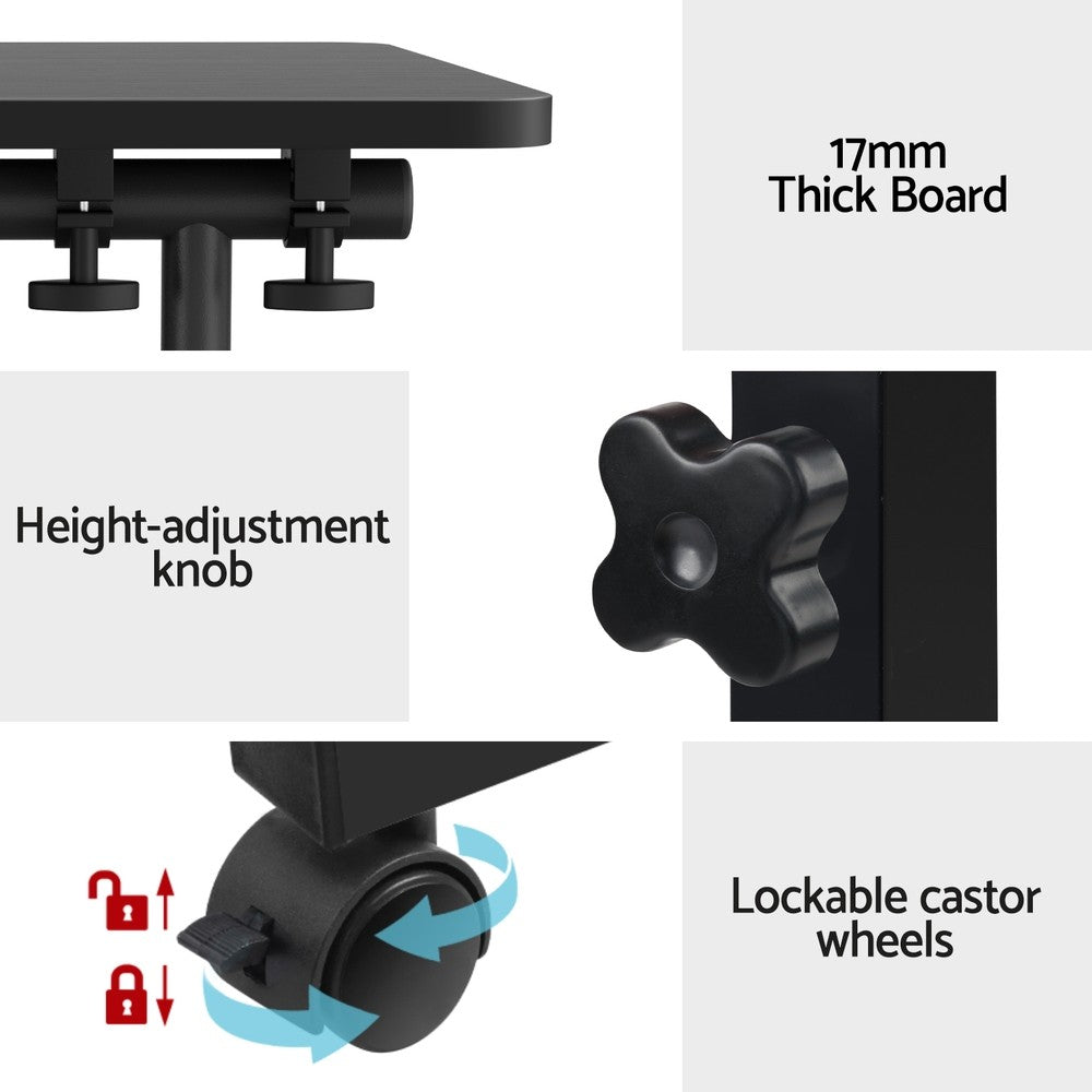 Artiss Laptop Desk Table Height Adjustable Wooden Bed Side Tables 80CM Black