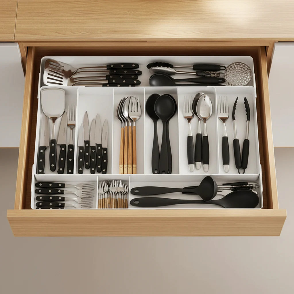 Expandable Drawer Organizer – Adjustable Cutlery & Utensil Tray