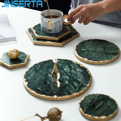 Marble Storage Tray Green Jewelry Display Plate Necklace Ring Earrings Cosmetic Organizer Desktop Sundries Decor Tray