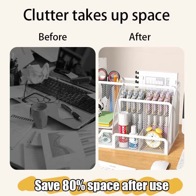 Multi-Functional Office and Cosmetic Storage, Scratch-Resistant Pads, Durable Metal Mesh, Suitable for Home, School, Classroom