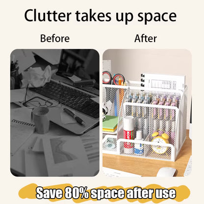 Multi-Functional Office and Cosmetic Storage, Scratch-Resistant Pads, Durable Metal Mesh, Suitable for Home, School, Classroom
