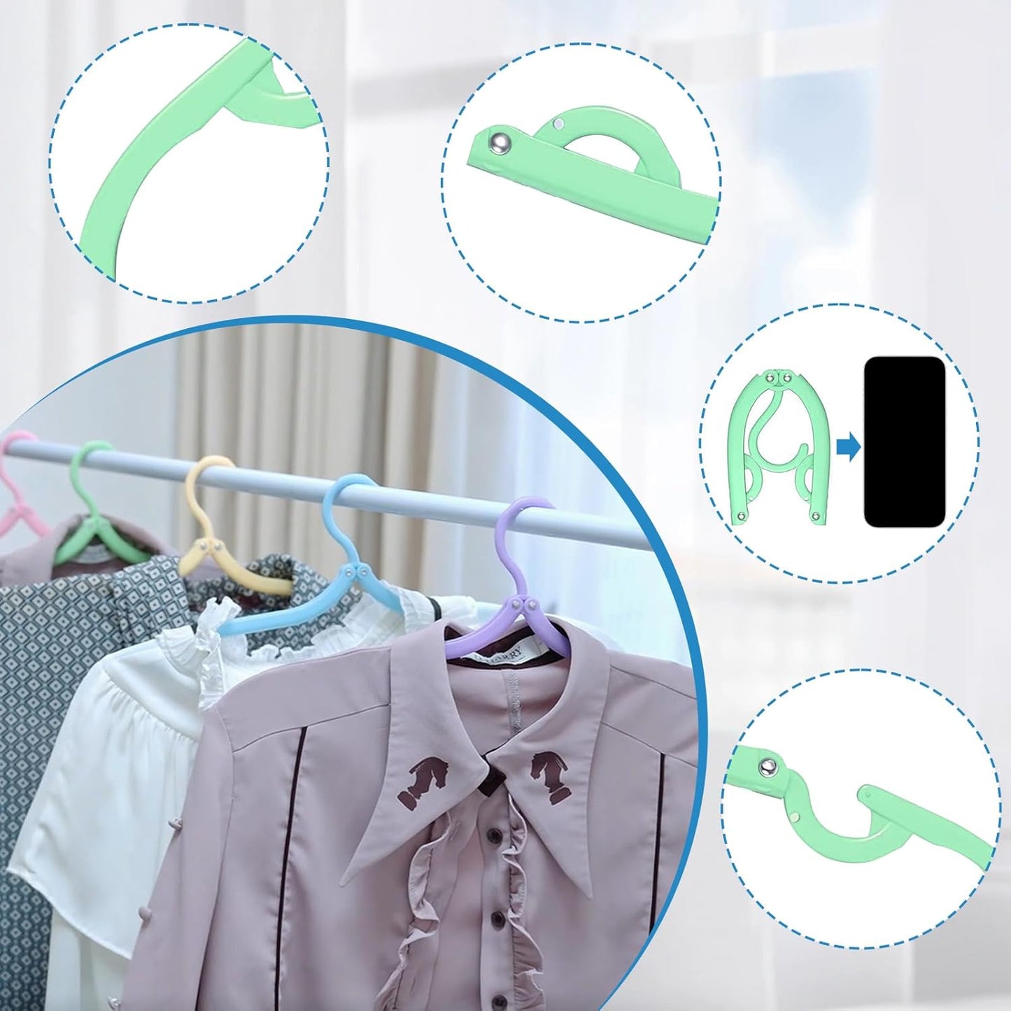 Neele 10PCS Portable Folding Clothes Hangers Foldable Clothes Drying Rack for Travel