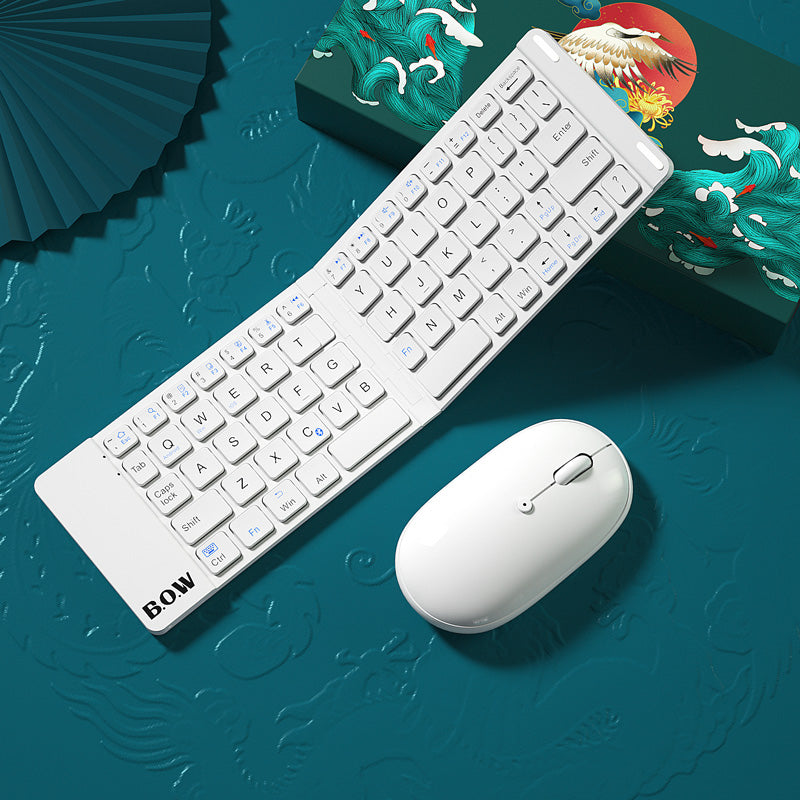 New Style Folding Bluetooth Keyboard and Mouse Set Wireless Mute Portable Keyboard for Business and Travel