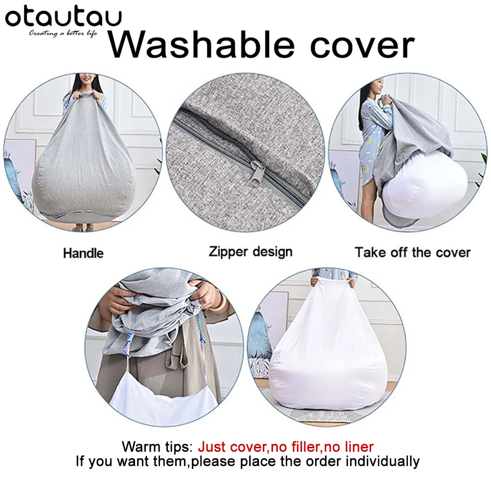 Big XXL Sofa Cover Bean Bag Inner Wash Bag Giant Beanbag Storage Dustproof Ottoman Puff Seat Chair Pouf Lounge Furniture