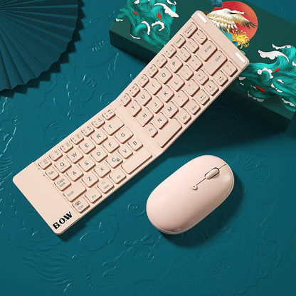 New Style Folding Bluetooth Keyboard and Mouse Set Wireless Mute Portable Keyboard for Business and Travel