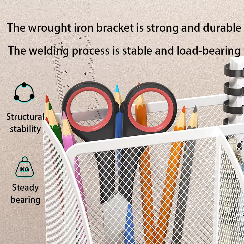 Multi-Functional Office and Cosmetic Storage, Scratch-Resistant Pads, Durable Metal Mesh, Suitable for Home, School, Classroom