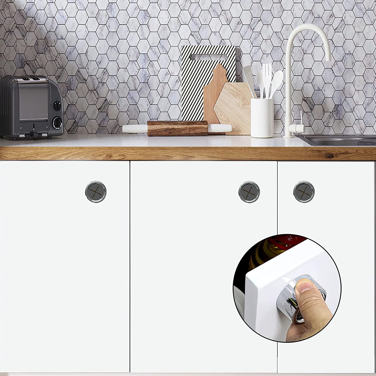 3 Pieces Kitchen Towel Hooks round Adhesive Dish Towel Hook Premium Chrome Finish & Easy Installation Wall Mount Hand Towel Hook Ideal as Bathroom, Shower or Outdoor Towel Holders