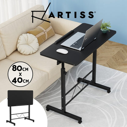 Artiss Laptop Desk Table Height Adjustable Wooden Bed Side Tables 80CM Black