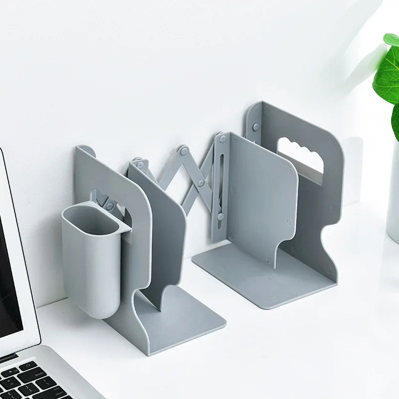 Retractable Book Stand with Pen Holder Creative Student Use Bookshelf Folding Storage Desk Organizer Office Accessories