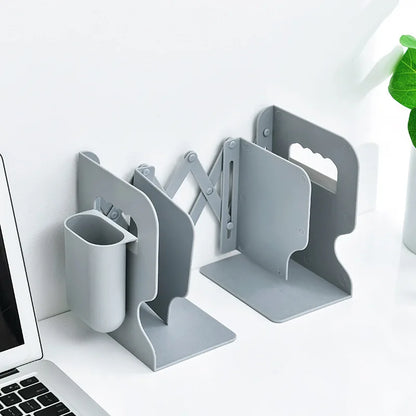 Retractable Book Stand with Pen Holder Creative Student Use Bookshelf Folding Storage Desk Organizer Office Accessories
