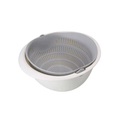Kitchen Fruit Tray Removable Double Layer Fruit and Vegetable Basin Draining Basket Creative Household Rotating Washing Basket