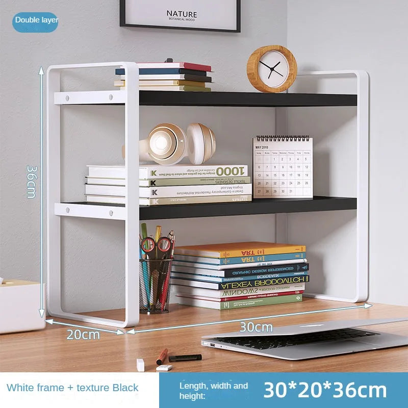 Shelf Desktop Storage Bookshelf Student Desk Shelves Racks Office Computer Desk Tiered Cabinet Home Storage Holders Organizer