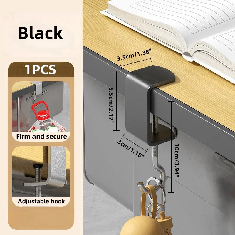 Adjustable Rotatable Removable Table Edge Storage Hook Office Desktop Hooks School Office Student Bag Water Bottle Hooks