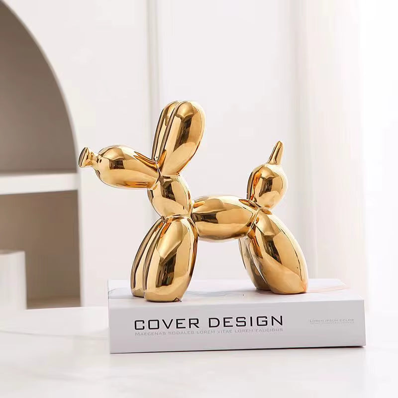 11Cm Mini Ceramic Balloon Dog Abstract Ornament Creative Sculpture Study Room Statue Home Office Accessories Festival Decoration