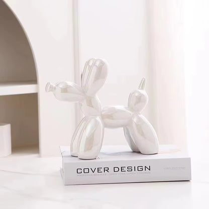 11Cm Mini Ceramic Balloon Dog Abstract Ornament Creative Sculpture Study Room Statue Home Office Accessories Festival Decoration