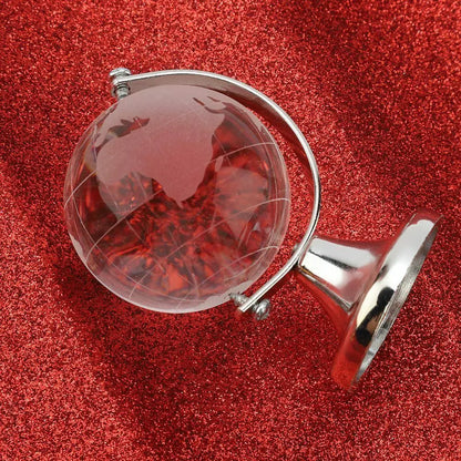 Round Earth Globe World Map Crystal Glass Clear Sphere with Stand for Desk Decoration Kids Teaching Tools Collectible Model Gift