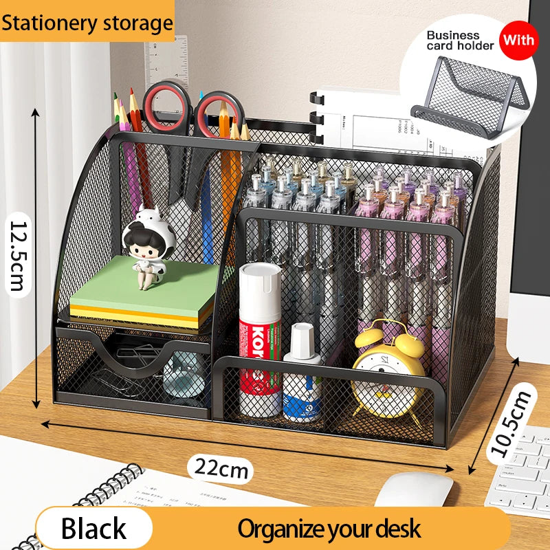 Multi-Functional Office and Cosmetic Storage, Scratch-Resistant Pads, Durable Metal Mesh, Suitable for Home, School, Classroom