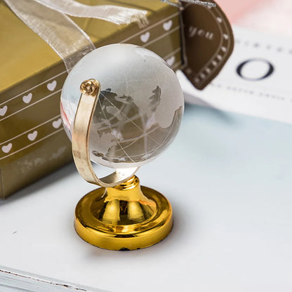Round Earth Globe World Map Crystal Glass Clear Sphere with Stand for Desk Decoration Kids Teaching Tools Collectible Model Gift