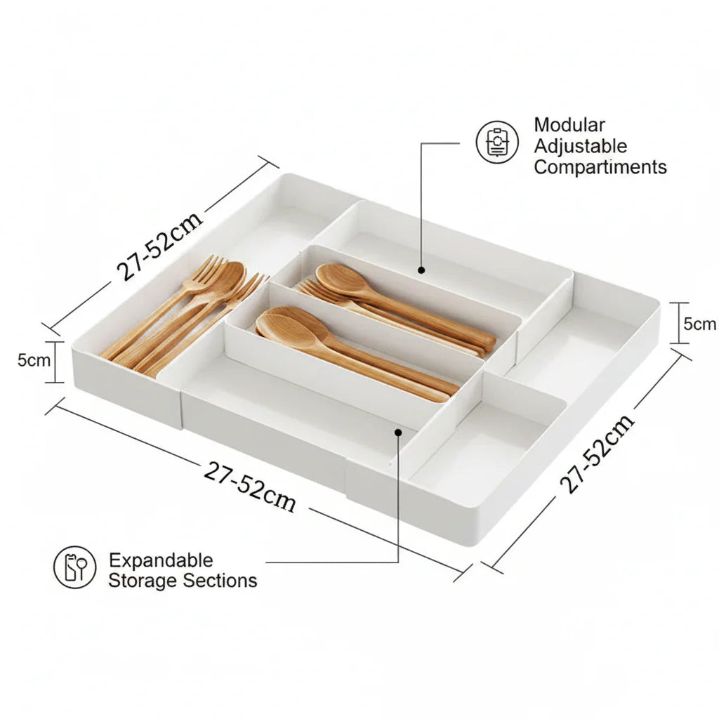 Expandable Drawer Organizer – Adjustable Cutlery & Utensil Tray