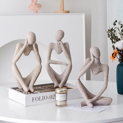 Nordic Abstract Sculpture Thinker Statue Resin Woman Figurine Office Home Decoration Accessories Decor Crafts Modern Art