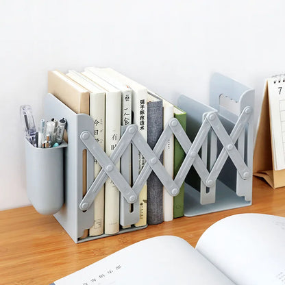 Retractable Book Stand with Pen Holder Creative Student Use Bookshelf Folding Storage Desk Organizer Office Accessories