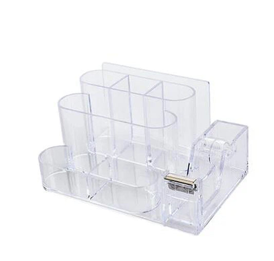 Transparent Stationery Storage Box Creative Desk Organizer Plastic Compartment Pen Holder Office Accessories Organizador