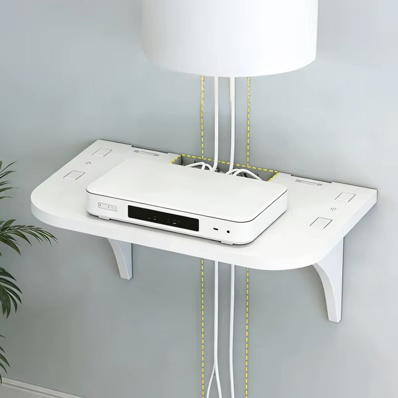 Wall Mount Floating Shelf with Hook Router Camera Power Strip Projector Set Top Box Hanging Storage Holder Home Office Organizer