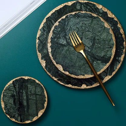 Marble Storage Tray Green Jewelry Display Plate Necklace Ring Earrings Cosmetic Organizer Desktop Sundries Decor Tray