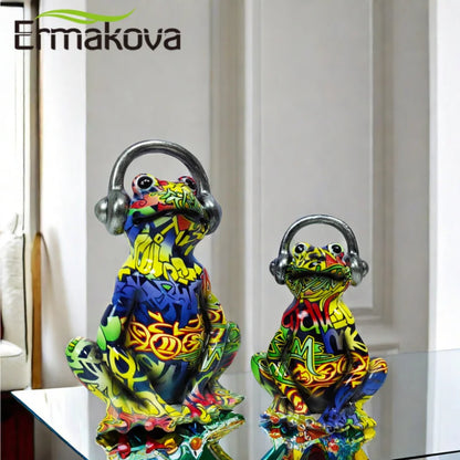 Nordic Painting Graffiti Frog Sculpture Figurine Art Froglet Statue Creative Resin Crafts Office Study Home Decoration