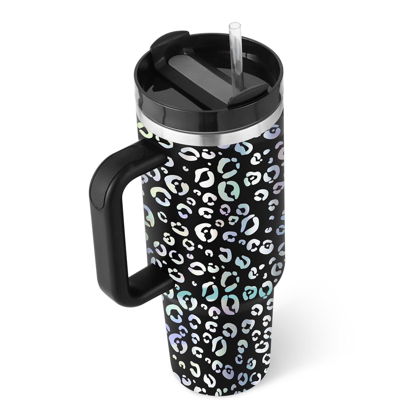 40 Oz Tumbler with Handle Straw Insulated, Stainless Steel Spill Proof Vacuum Coffee Cup Tumbler with Lid Tapered Mug Gifts for Valentine Lover Suitable for Car Gym Office Travel