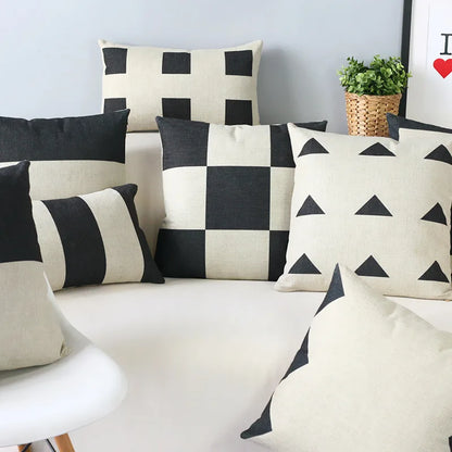 Nordic Geometry Black White Cushion Pillow Cover Home Decorative Office Sofa Linen Pillowcase 45X45Cm