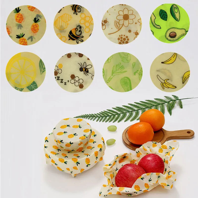 Eco Friendly Reusable Food Wraps Food Fresh Keeping Storage Organic Bees Wax Wrap Cling Wrap Custom Made Pattern Wholesale