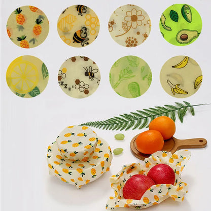 Eco Friendly Reusable Food Wraps Food Fresh Keeping Storage Organic Bees Wax Wrap Cling Wrap Custom Made Pattern Wholesale