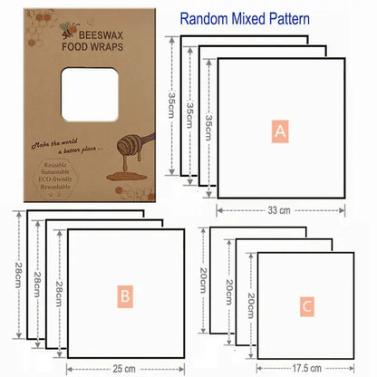 Eco Friendly Reusable Food Wraps Food Fresh Keeping Storage Organic Bees Wax Wrap Cling Wrap Custom Made Pattern Wholesale