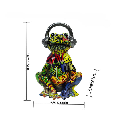 Nordic Painting Graffiti Frog Sculpture Figurine Art Froglet Statue Creative Resin Crafts Office Study Home Decoration