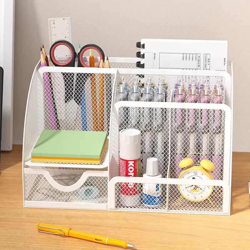 Multi-Functional Office and Cosmetic Storage, Scratch-Resistant Pads, Durable Metal Mesh, Suitable for Home, School, Classroom